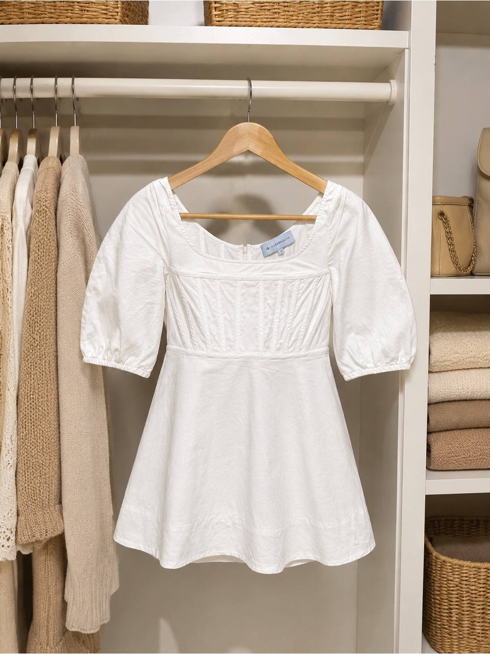 Square Neck Puff Sleeve White Top - Tuckernuck Nealy Blouse